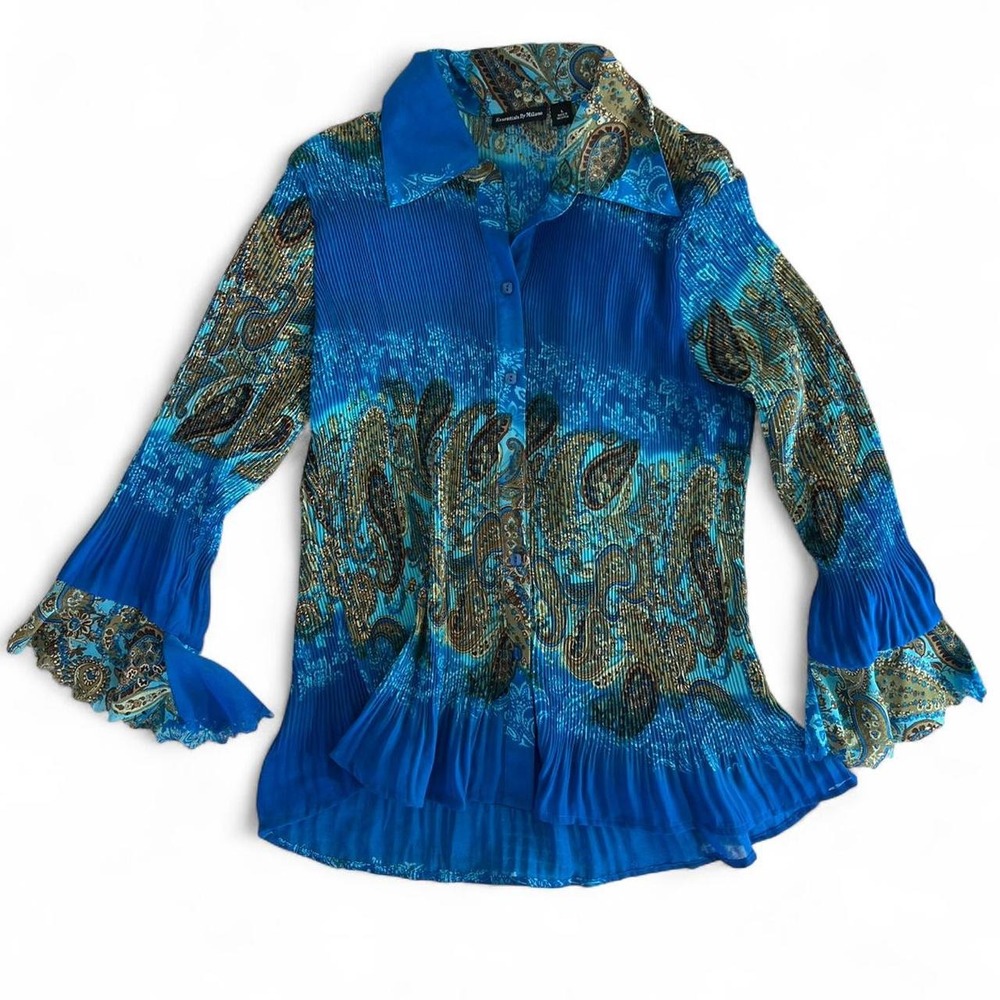 Blue paisley blouse